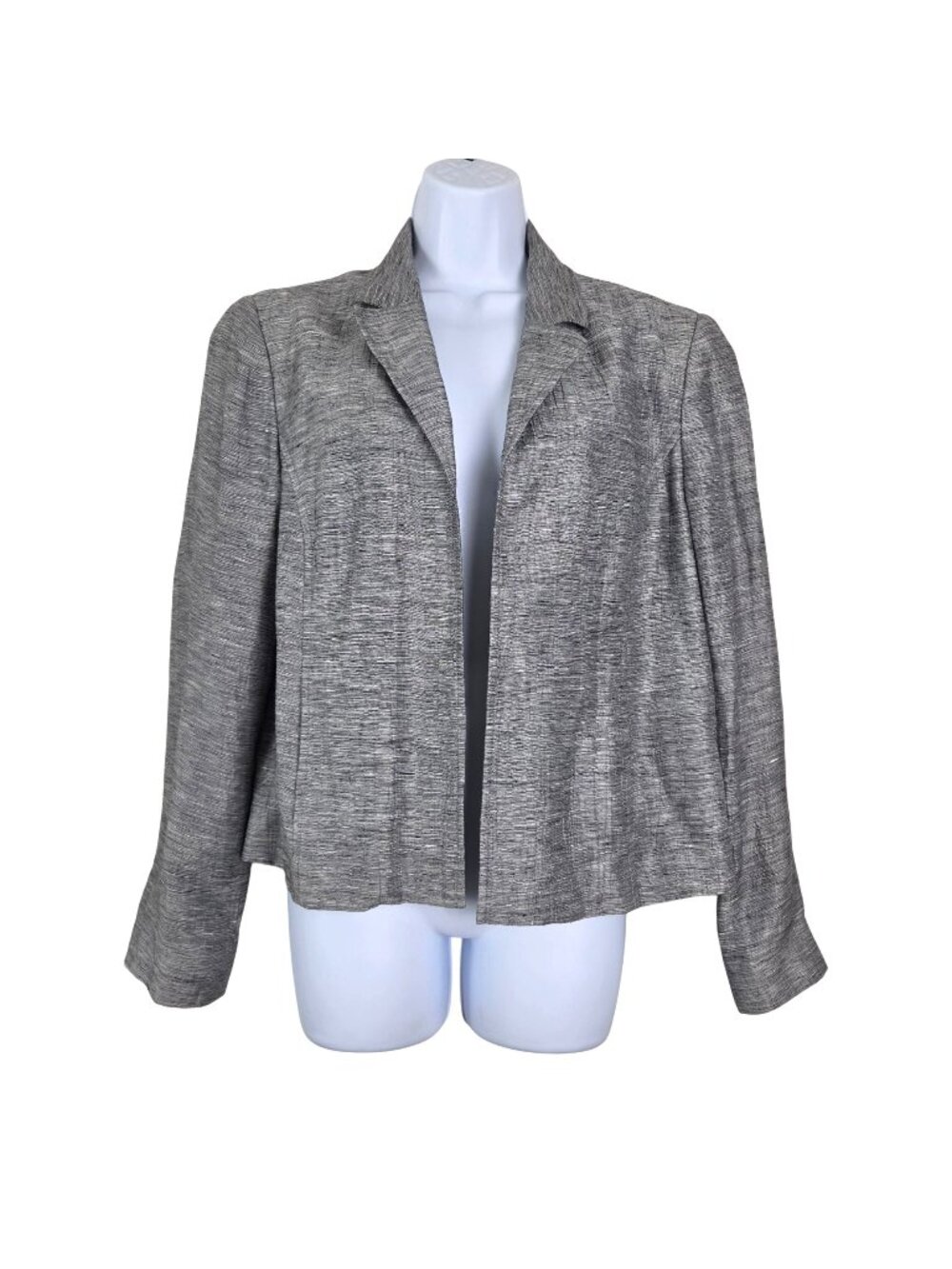 Louben Linen Gray Open-Front Blazer Jacket Womens Size 16 Lightweight Textured
